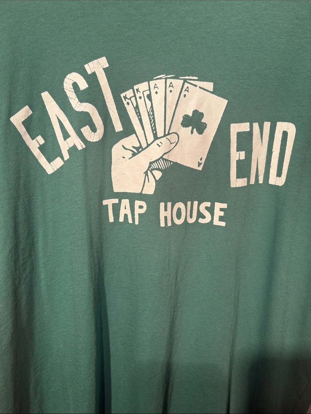 J. Crew Teal Short-Sleeve Graphic Tee with White East End Tap House Print